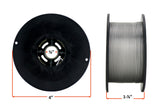 Aluminum MIG wire spool front and side dimension views