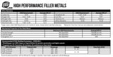 ERTi-5 filler-metal properties and welding-parameter chart