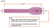 Compact size 3XL extra-long TIG cup dimensions and fit diagram