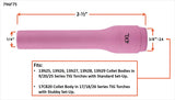 Compact size 4XL extra-long TIG cup dimensions and fit diagram