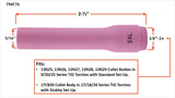 Compact size 5XL extra-long TIG cup dimensions and fit diagram