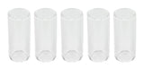 Five clear long quartz TIG cups