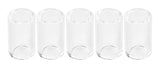 Five clear short quartz TIG cups