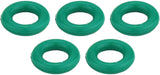 Five green TIG collet-body O-rings