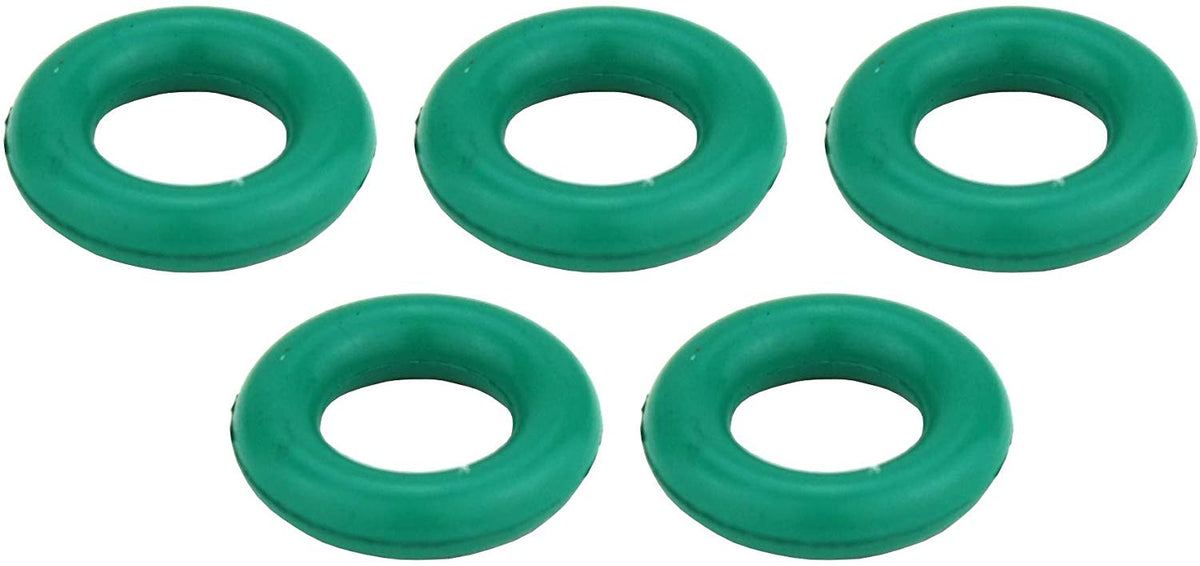 Five green TIG collet-body O-rings