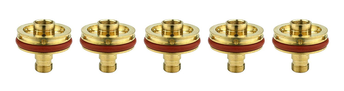 Five large-diameter TIG collet bodies with red seals