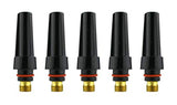 Five medium black TIG back caps with brass threads and O-rings