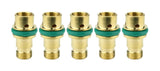 Five short TIG collet bodies with green seals