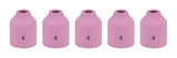 Five size 4 regular 53N ceramic TIG gas-lens cups