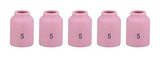 Five size 5 regular 53N ceramic TIG gas-lens cups