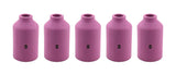Five size 5 regular pink TIG gas-lens cups