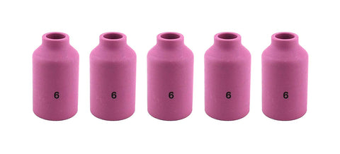 Five size 6 regular pink TIG gas-lens cups