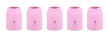 Five size 7 regular 53N ceramic TIG gas-lens cups