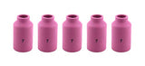 Five size 7 regular pink TIG gas-lens cups