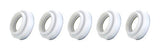 Five white regular TIG torch cup gaskets