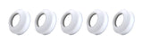 Five white standard TIG torch cup gaskets
