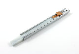 Aluminum holder with flat soapstone marker, angled view