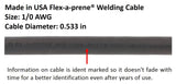 Flex-A-Prene 1/0 AWG cable jacket and diameter guide