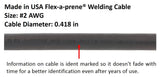 Flex-A-Prene 2 AWG cable jacket and diameter guide
