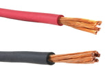 Close-up of copper strands in red and black welding cable
