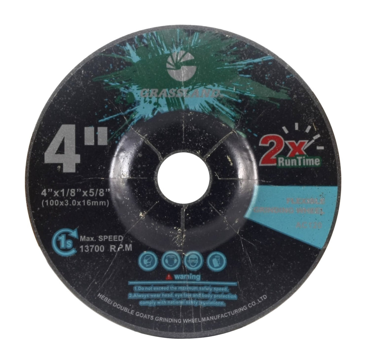 Flexible Grinding Wheel, 4 x 1/8 x 5/8, 120 Grit: label side