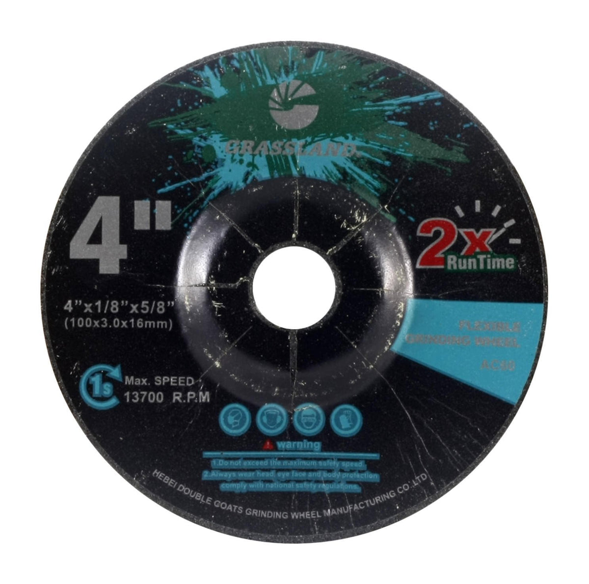 Flexible Grinding Wheel, 4 x 1/8 x 5/8, 60 Grit: label side