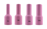 Four extra-long large-diameter gas-lens cups in sizes 6XL through 12XL