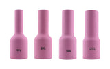 Four extra-long large-diameter gas-lens cups in sizes 6XL through 12XL