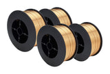 Four small silicon-bronze MIG wire spools
