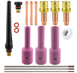 Gas-lens TIG kit with long cups 5L, 6L and 8L and tungsten