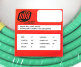 SÜA twin hose label showing 25 ft, 1/4 inch, Grade T and B-B fittings
