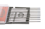 Gray-tip tungsten electrodes laid across their case