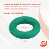 Green O-ring for PYR20CB TIG collet body, dimension drawing