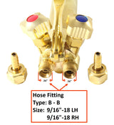 Torch right- and left-hand gas inlet connection diagram