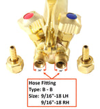 Torch right- and left-hand gas inlet connection diagram