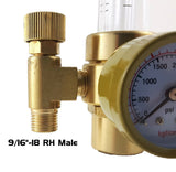 Argon flowmeter 9/16-18 right-hand male outlet connection