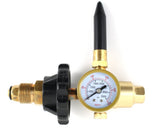 Helium balloon inflator with pressure gauge and rubber tilt nozzle
