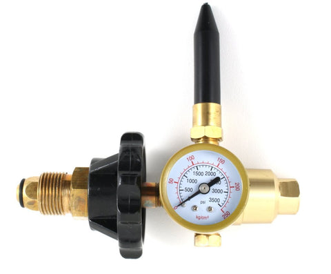 Helium balloon inflator with pressure gauge and rubber tilt nozzle