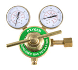 High-flow oxygen regulator with dual gauges