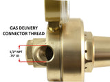 High-flow regulator body showing 1/2 NPT delivery outlet