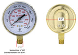 High-pressure oxygen gauge front, back and fitting dimensions