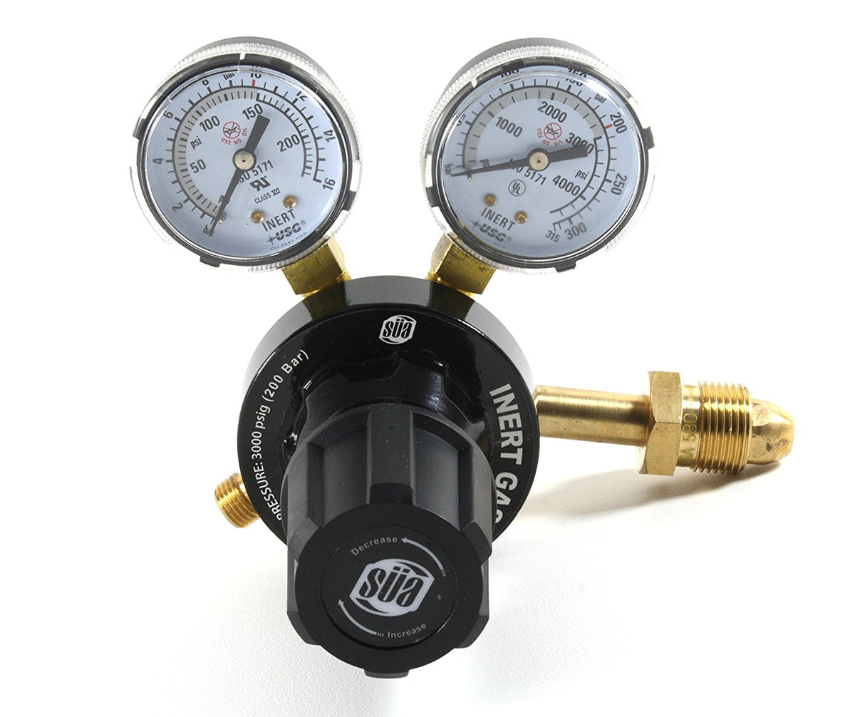 SÜA inert-gas regulator with two pressure gauges