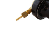 Regulator outlet with hose-barb adapter installed