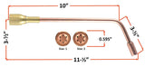 J-63 heating-tip dimensions with size 1 and size 2 head views