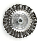 6-inch knotted wire wheel brush with threaded mounting nut