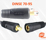 Large Dinse male and female connector dimension guide
