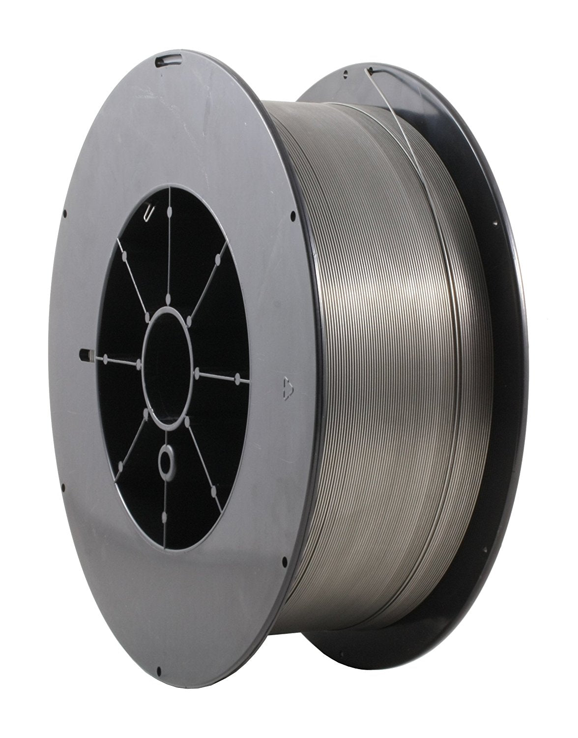Large gray flux-cored welding wire spool