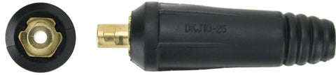 LDTSI-917F inline-gas Dinse 10-25 TIG plug, front and side views