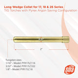 Long 17/18/26 wedge collet dimensions and tungsten sizes