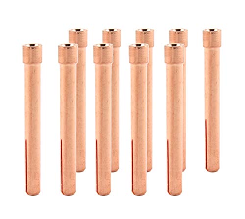 Six long 10N-series TIG collets for 17/18/26 torches